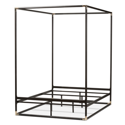 queen bed canopy eva beds baxton studio billie metal platform